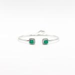 Brazalete Doble Cuadro Esmeralda con Diamantes