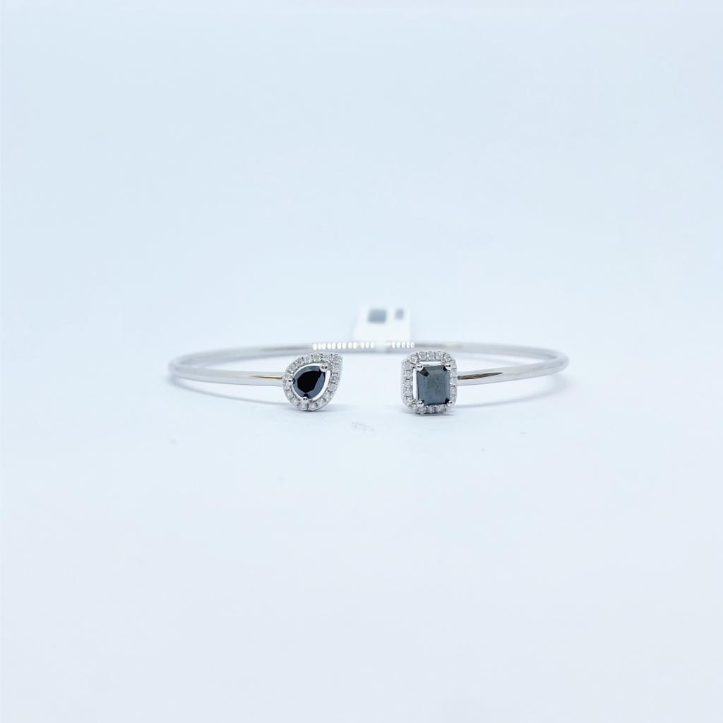 Brazalete Cuadro y Gota de Diamante Negro con Diamante