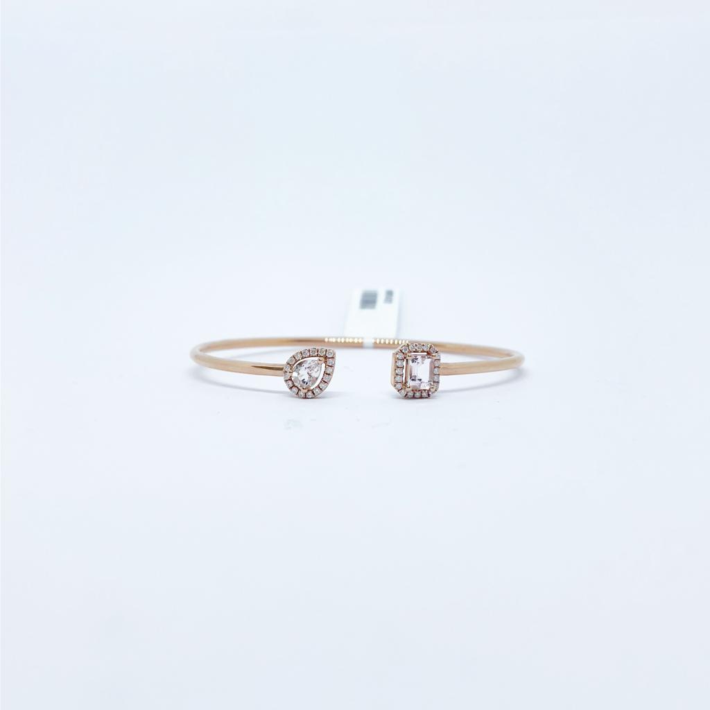 Brazalete Cuadro y Gota Morganita con Diamante