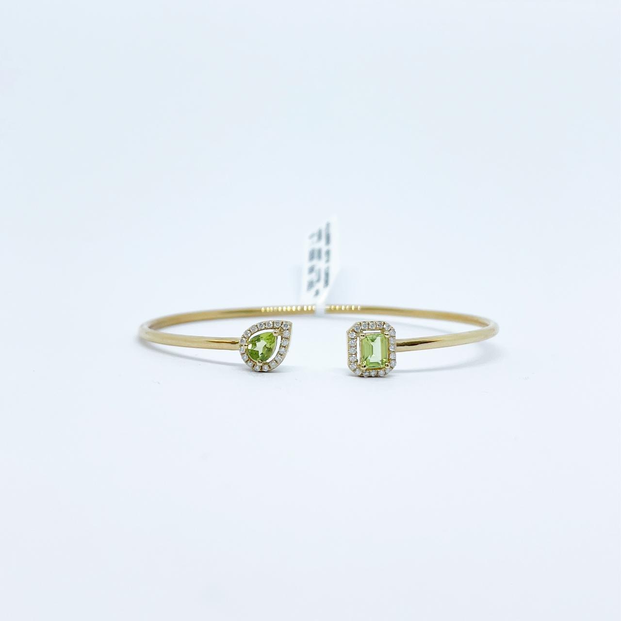 Brazalete Cuadro y Gota Peridoto con Diamante