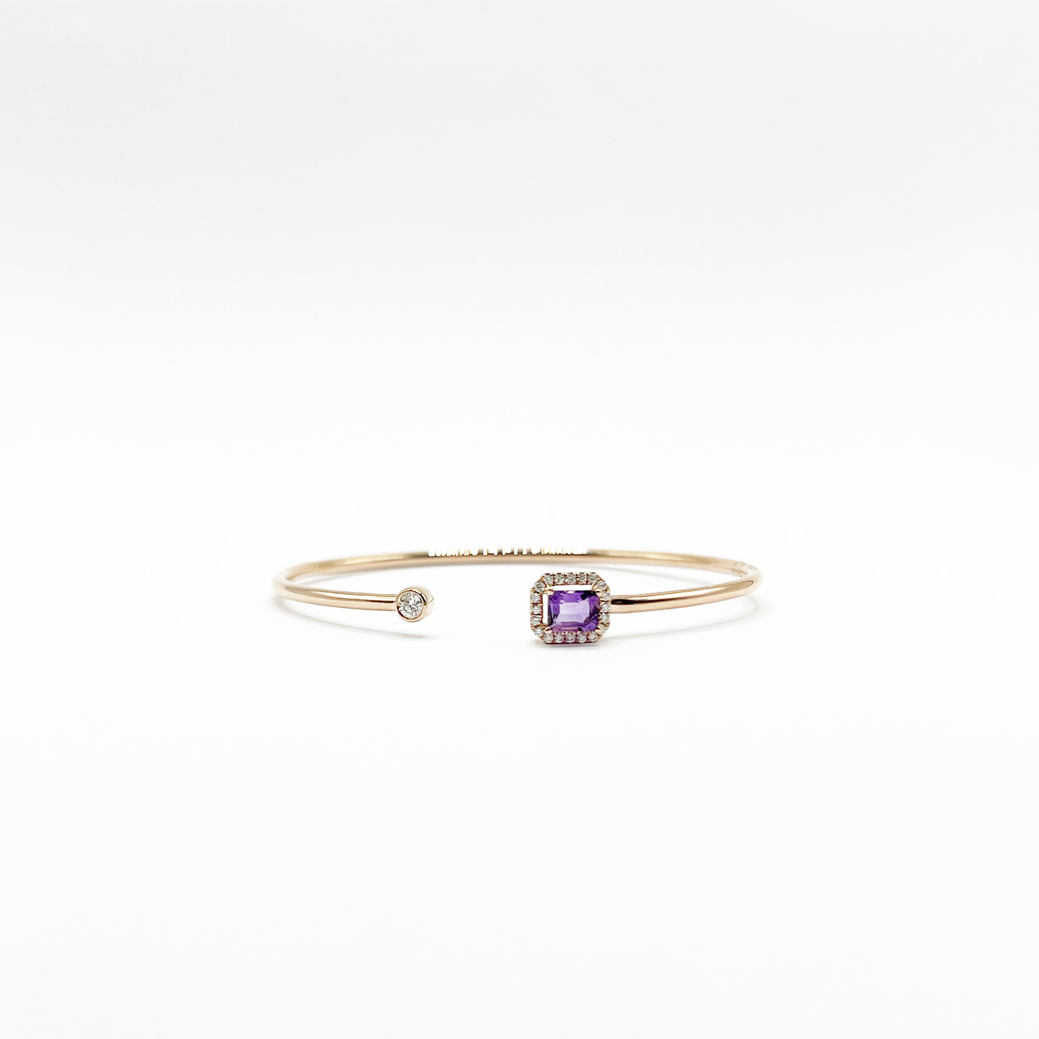 Brazalete Cuadro Amatista Con Diamantes