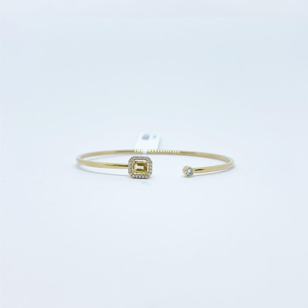 Brazalete Cuadro Citrino con Diamante