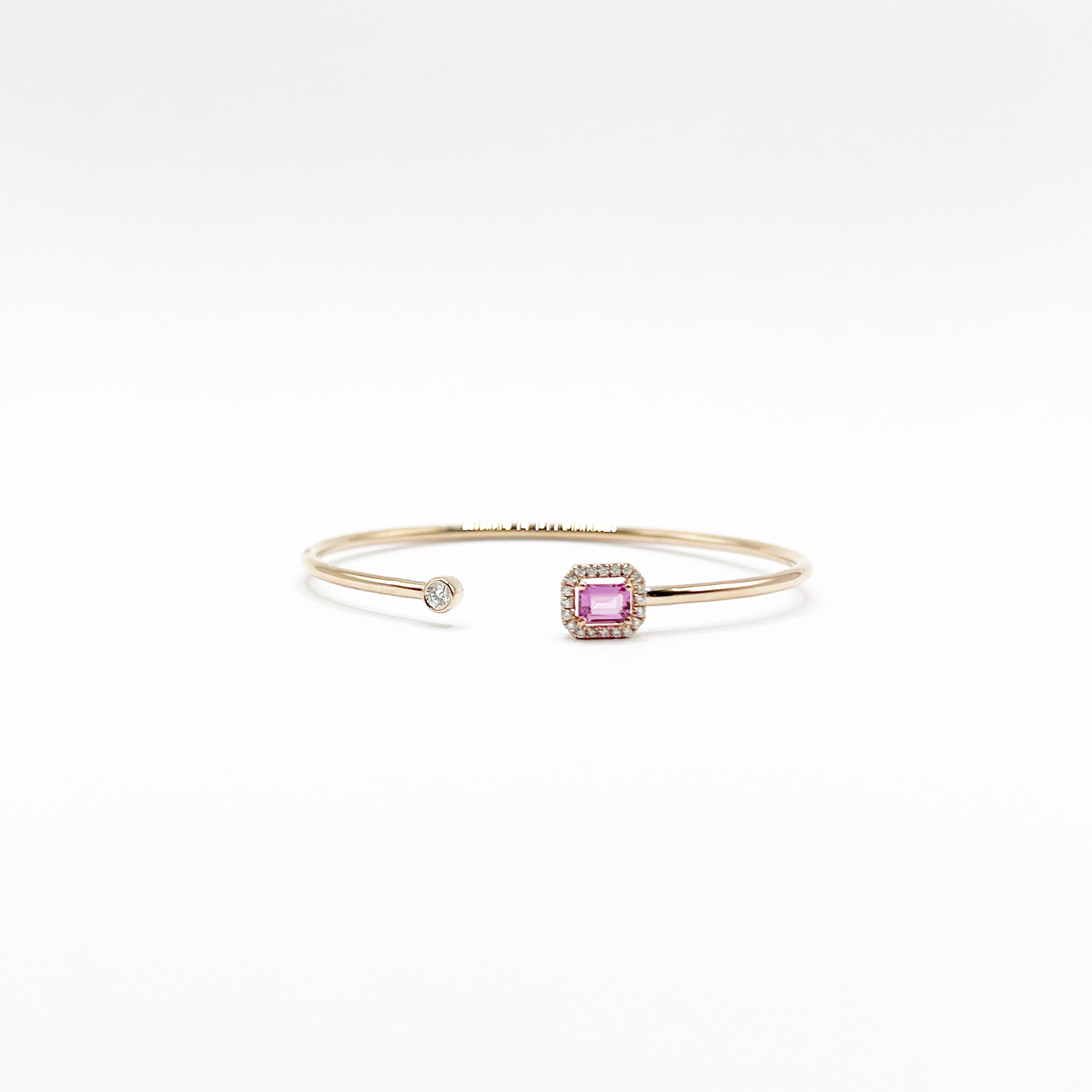 Brazalete Cuadro Zafiro Rosa Con Diamantes