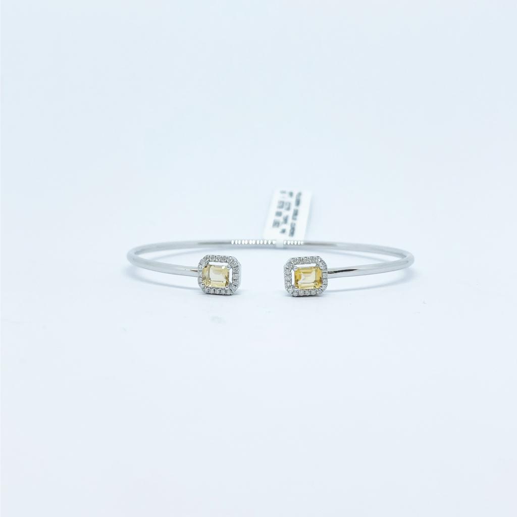 Brazalete Doble Cuadro Citrino con Diamante