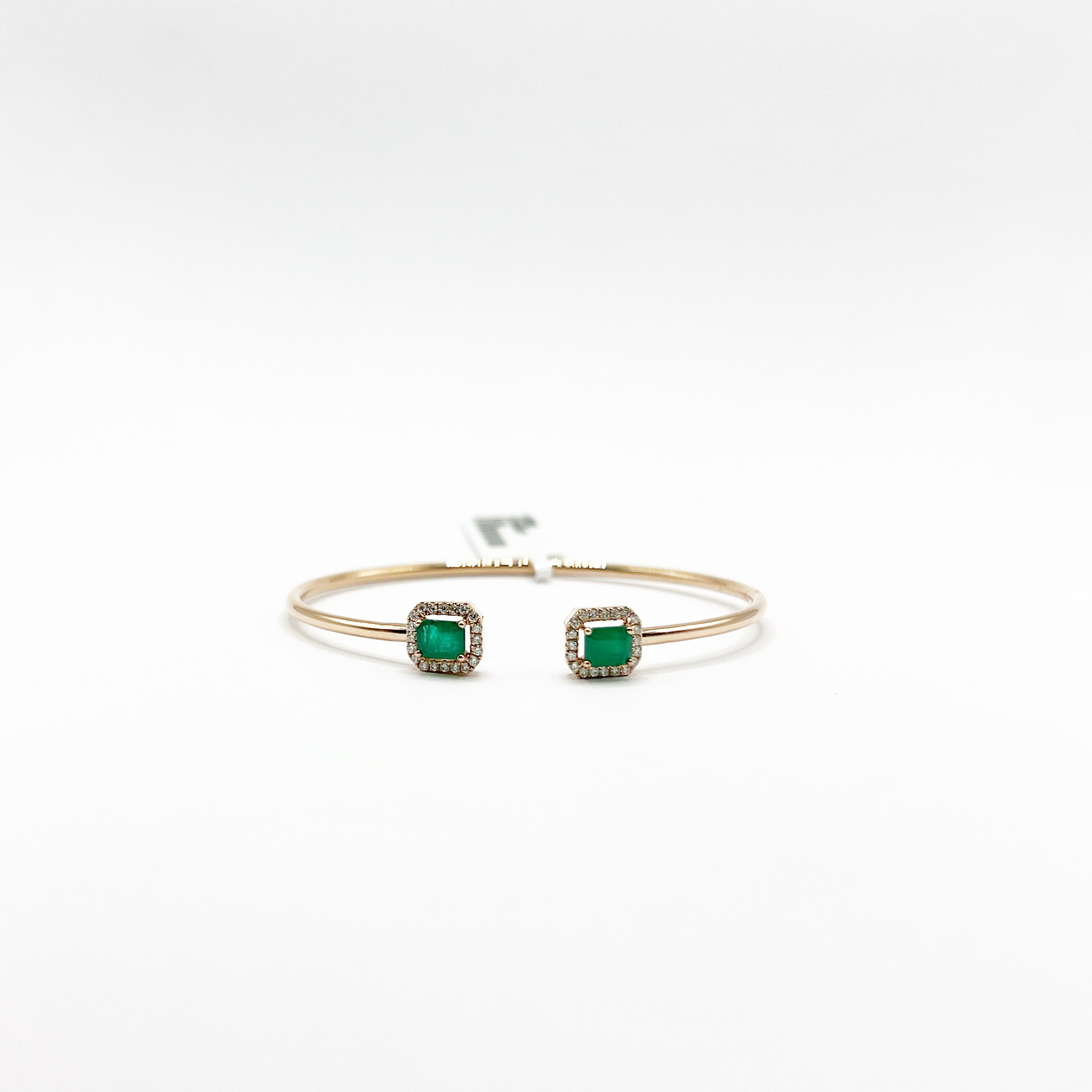 Brazalete Doble Cuadro Esmeralda con Diamantes