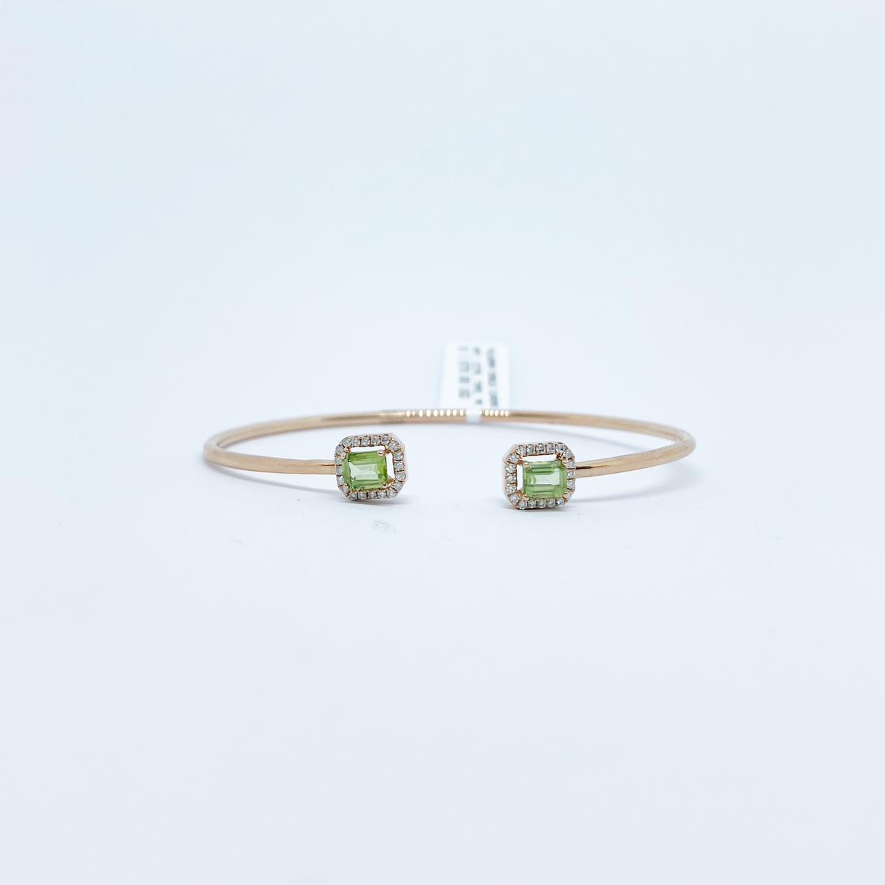 Brazalete Doble Cuadro Peridoto con Diamante
