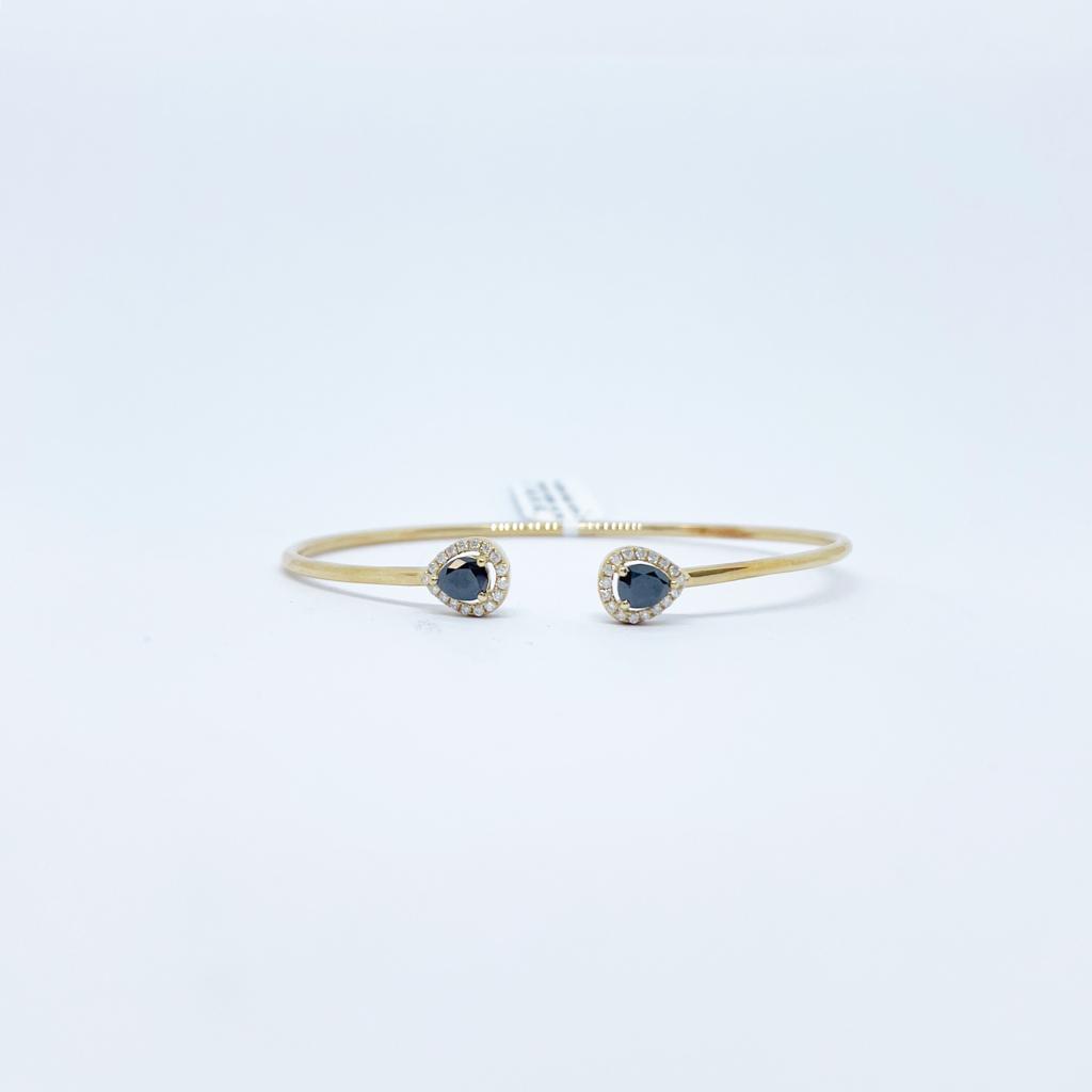 Brazalete Doble Gota de Diamante Negro y Diamante