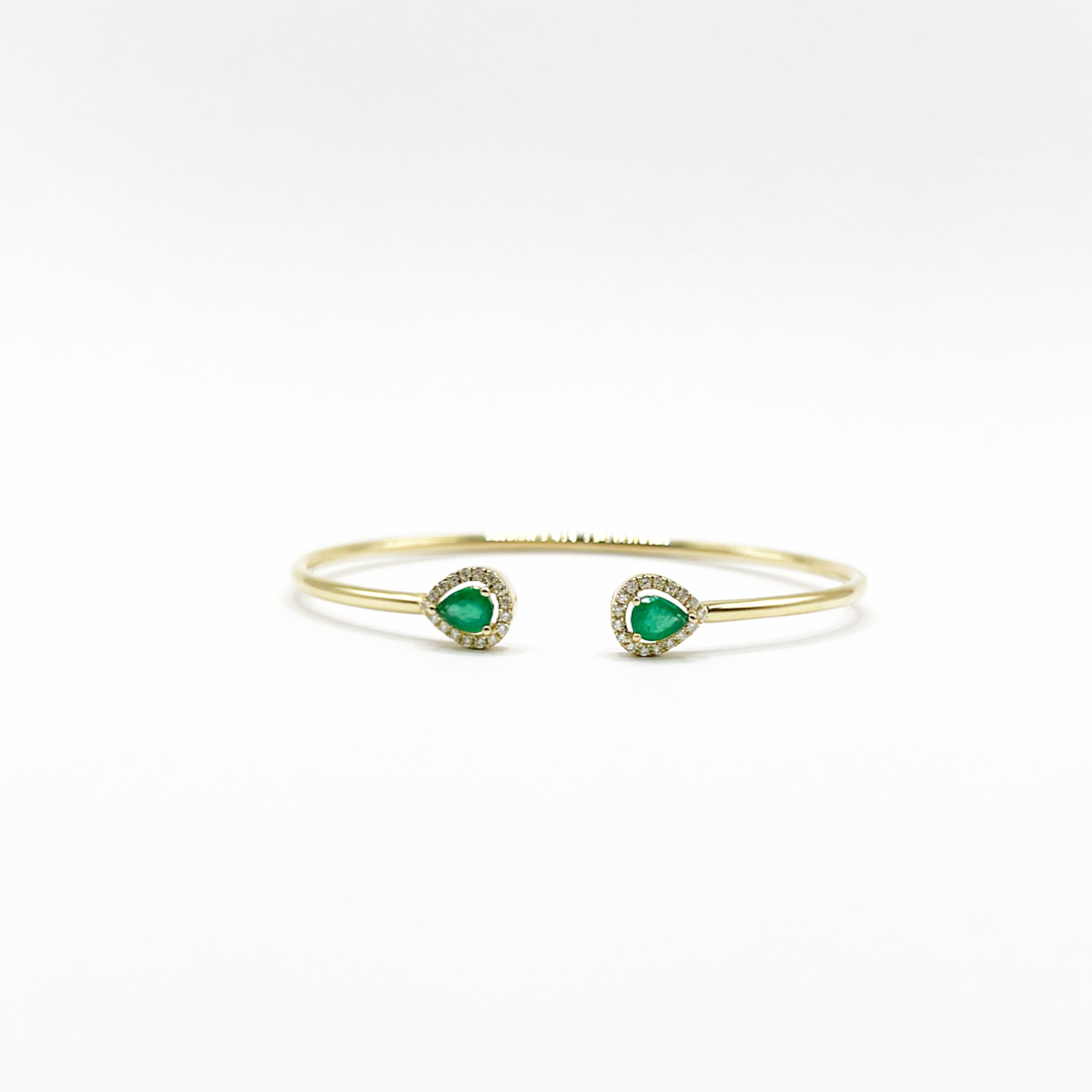 Brazalete Doble Gota Esmeralda Con Diamantes