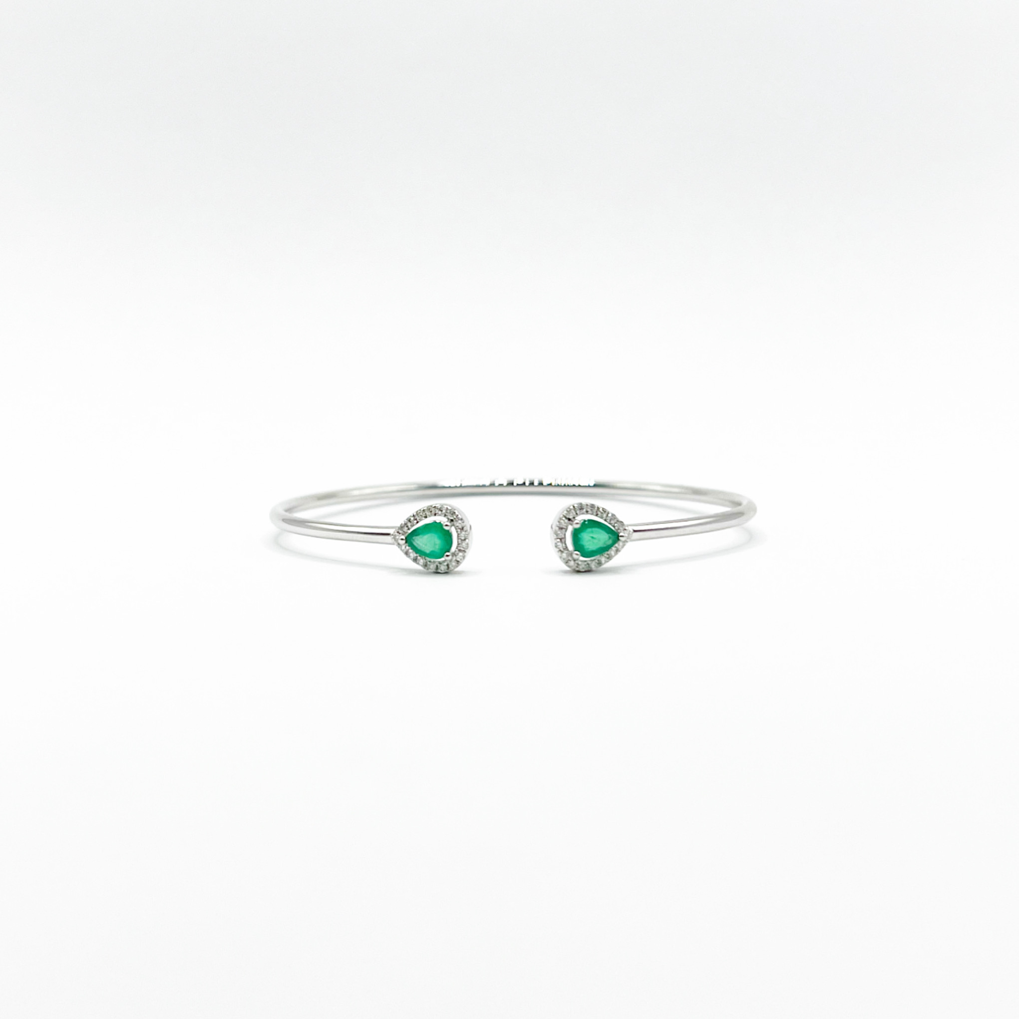 Brazalete Doble Gota Esmeralda Con Diamantes