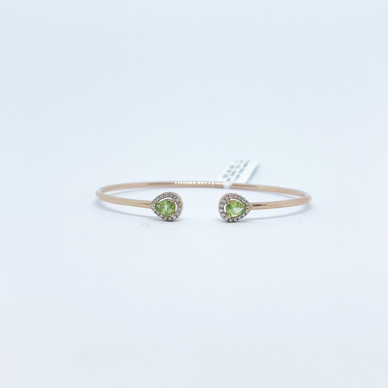 Brazalete Doble Gota Peridoto con Diamante