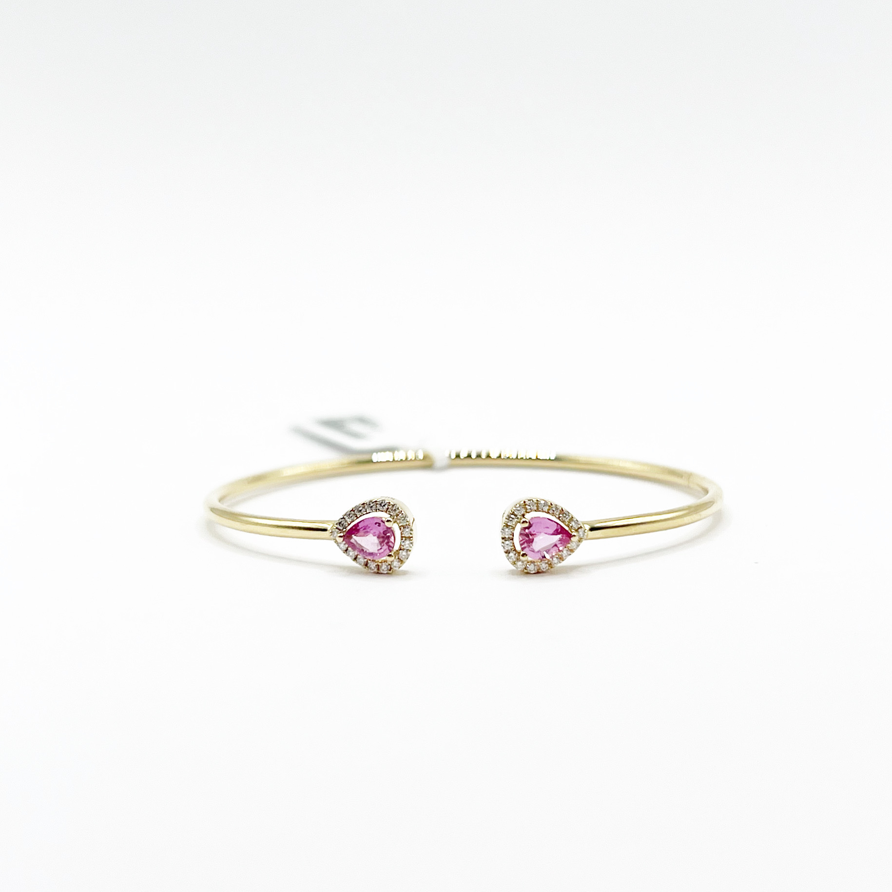 Brazalete Doble Gota Zafiro Rosa Con Diamantes