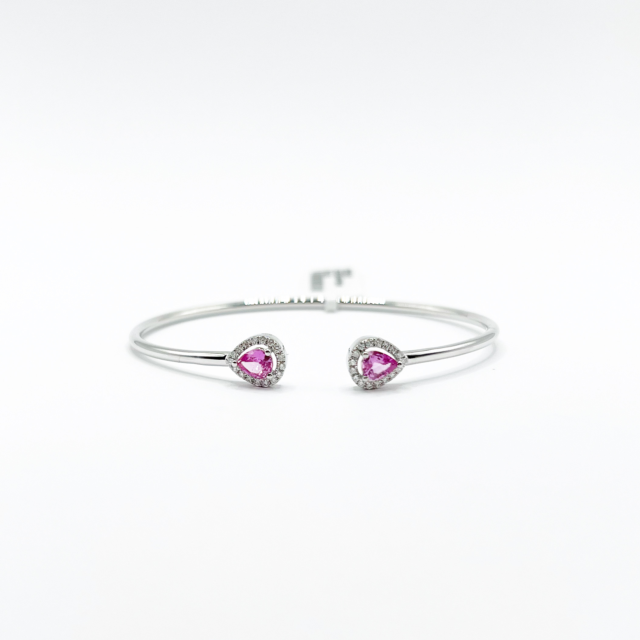 Brazalete Doble Gota Zafiro Rosa Con Diamantes