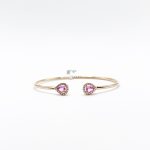 Brazalete Doble Gota Zafiro Rosa Con Diamantes