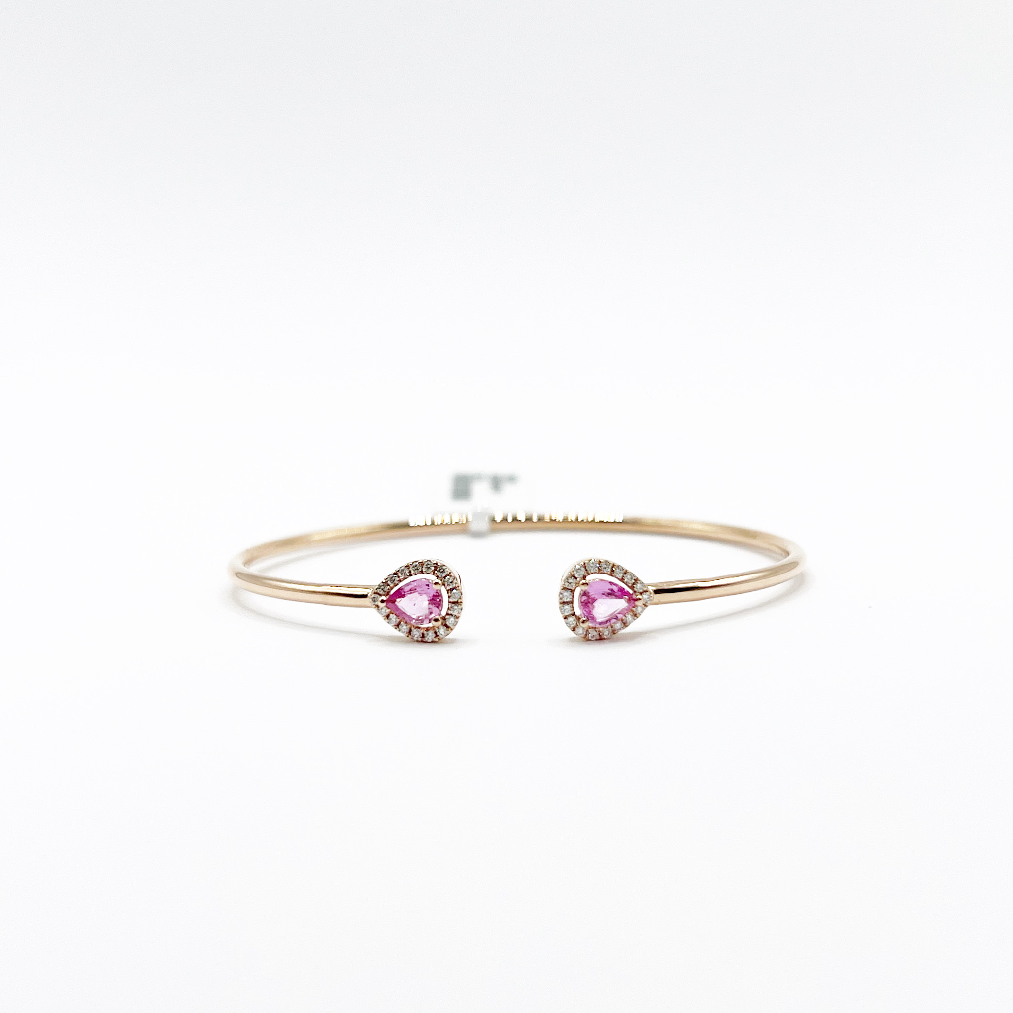 Brazalete Doble Gota Zafiro Rosa Con Diamantes