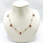 Collar 5 Gotas Zafiro Rosa con Diamantes