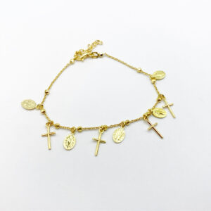 Pulsera Virgen Con Cruz