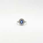 Anillo Oval Zafiro Con Diamantes