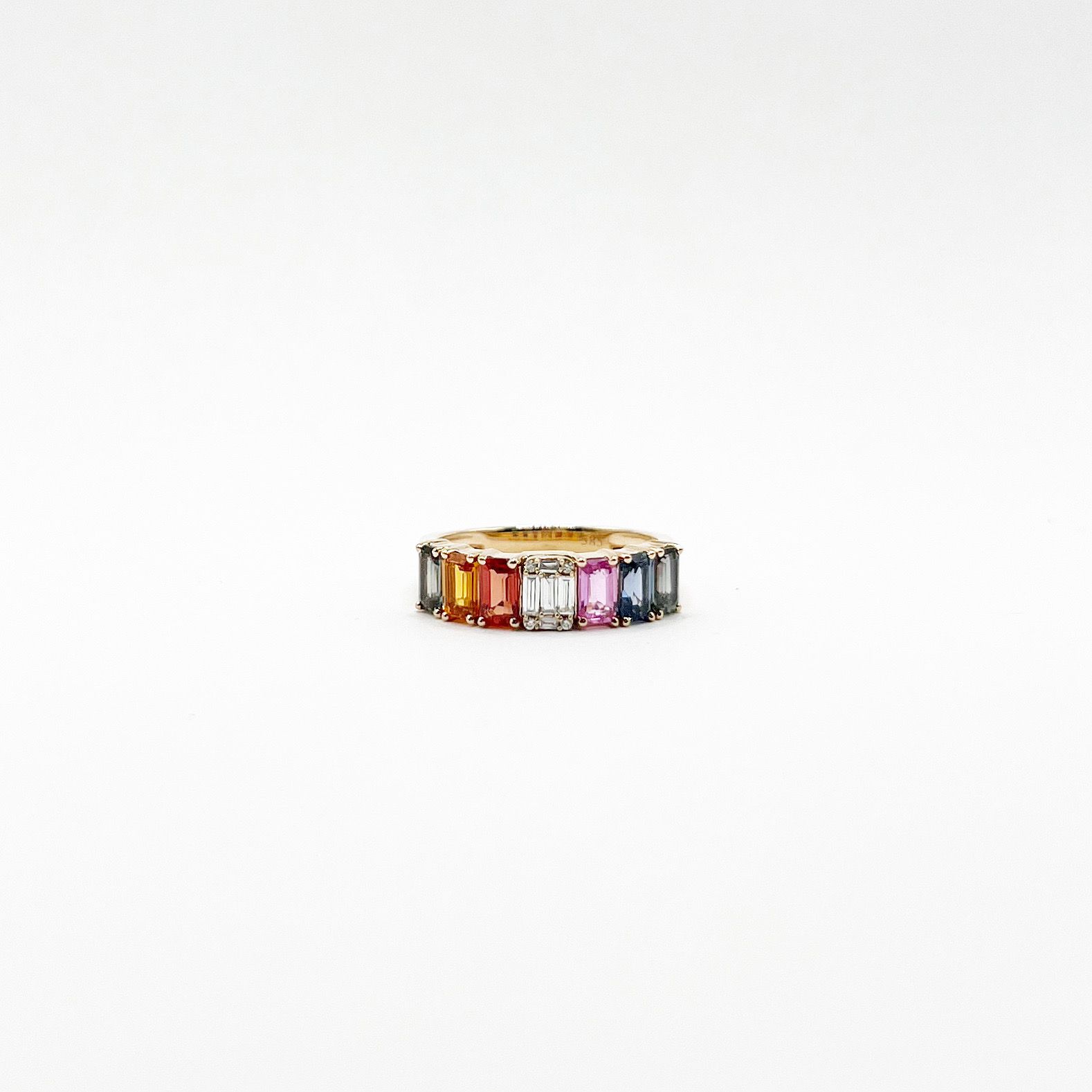 Anillo Rainbow Con Diamantes Baguette