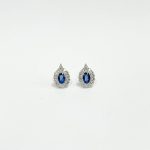 Aretes Oval Zafiro Con Diamantes