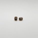 Aretes Cuadro Cuarzo Ahumado Con Halo De Diamantes