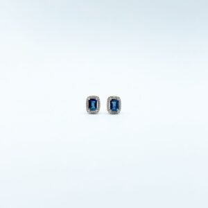 Aretes Cuadro Zafiro Con Diamantes