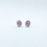 Aretes Zafiro Rosa Con Diamantes