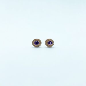 Aretes Oval Amatista Con Diamantes