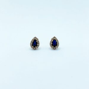Aretes Gota Zafiro Con Diamantes