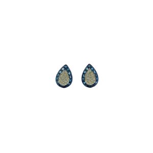 Aretes Gota Topacio Azul Con Diamantes Pave