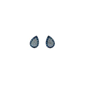 Aretes Gota Topacio Azul Con Diamantes Pave