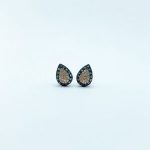 Arete Gota Diamantes Pave y Halo De Topacio Azul