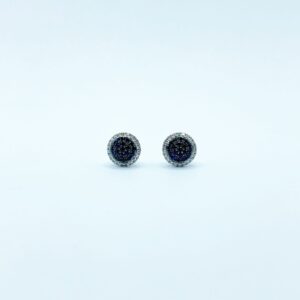 Aretes Redondos Zafiro Con Diamantes