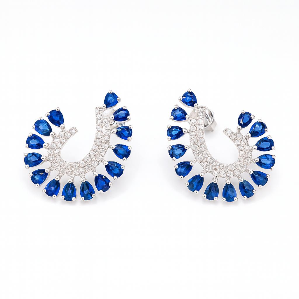 Aretes Abanico De Zafiros