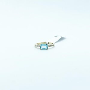 Anillo Topacio Azul Con Diamantes