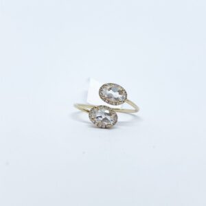 Anillo Doble Oval Topacio Blanco