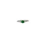 Anillo Esmeralda Redonda Con Diamantes