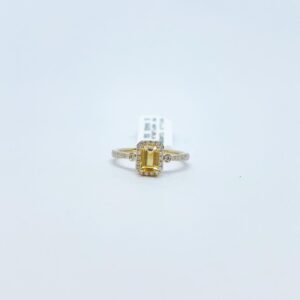 Anillo Cuadro Citrino Con Diamantes