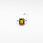 Anillo Cuadro Citrino Con Diamantes