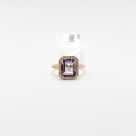 Anillo Cuadro Amatista Rosa Con Diamantes