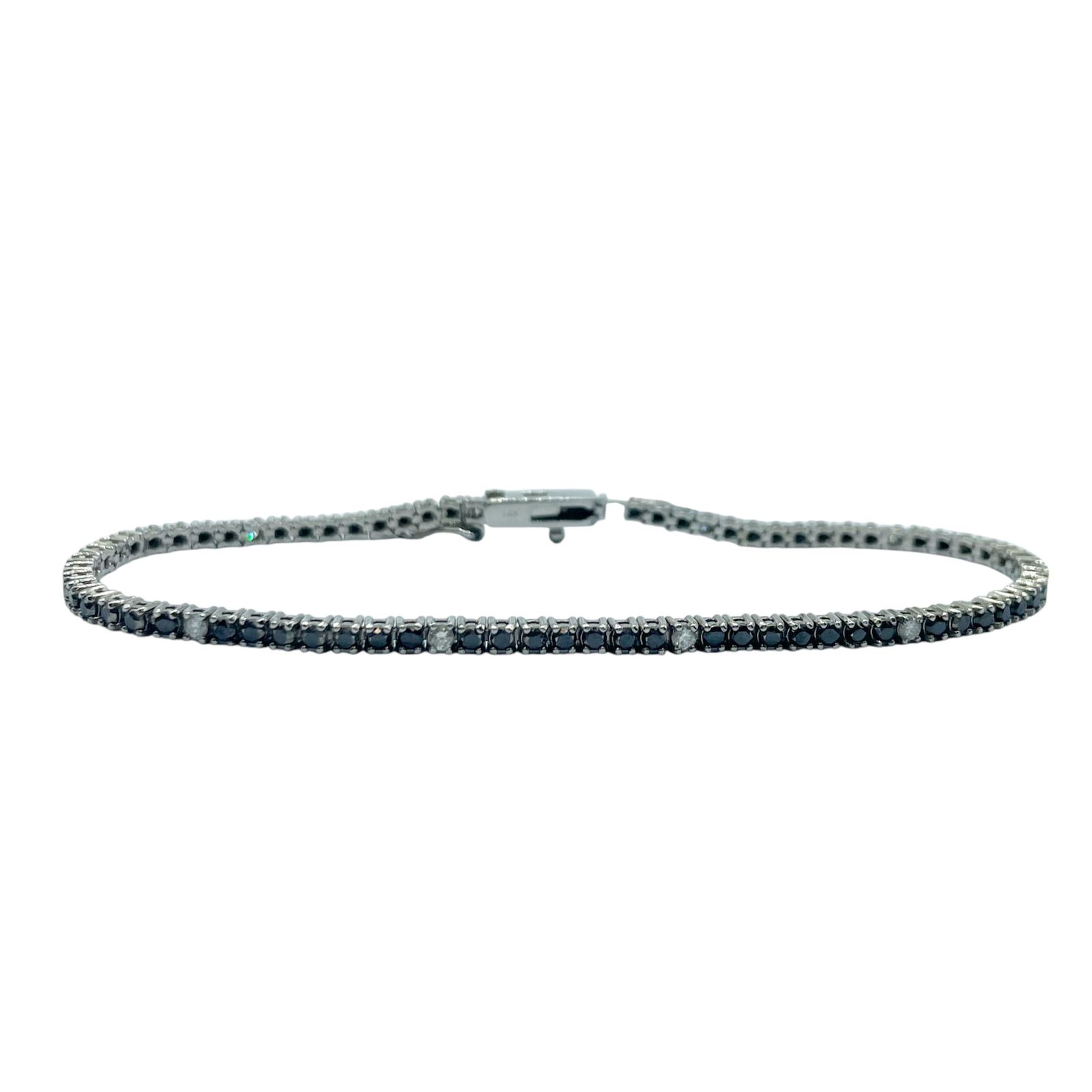 Pulsera Tennis Diamante Negro y Blanco
