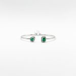 Brazalete Cuadro y Gota De Esmeralda Con Diamantes