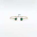 Brazalete Cuadro y Gota De Esmeralda Con Diamantes