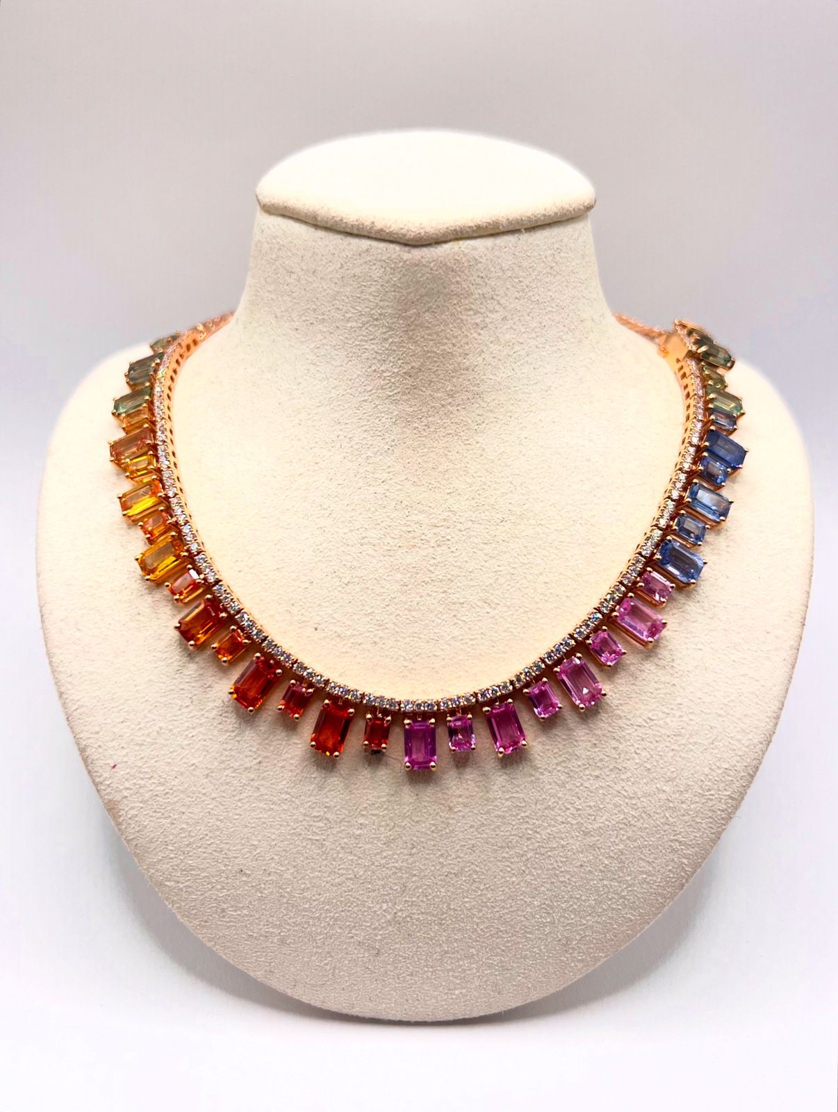 Gargantilla Zafiros Rainbow Con Diamantes