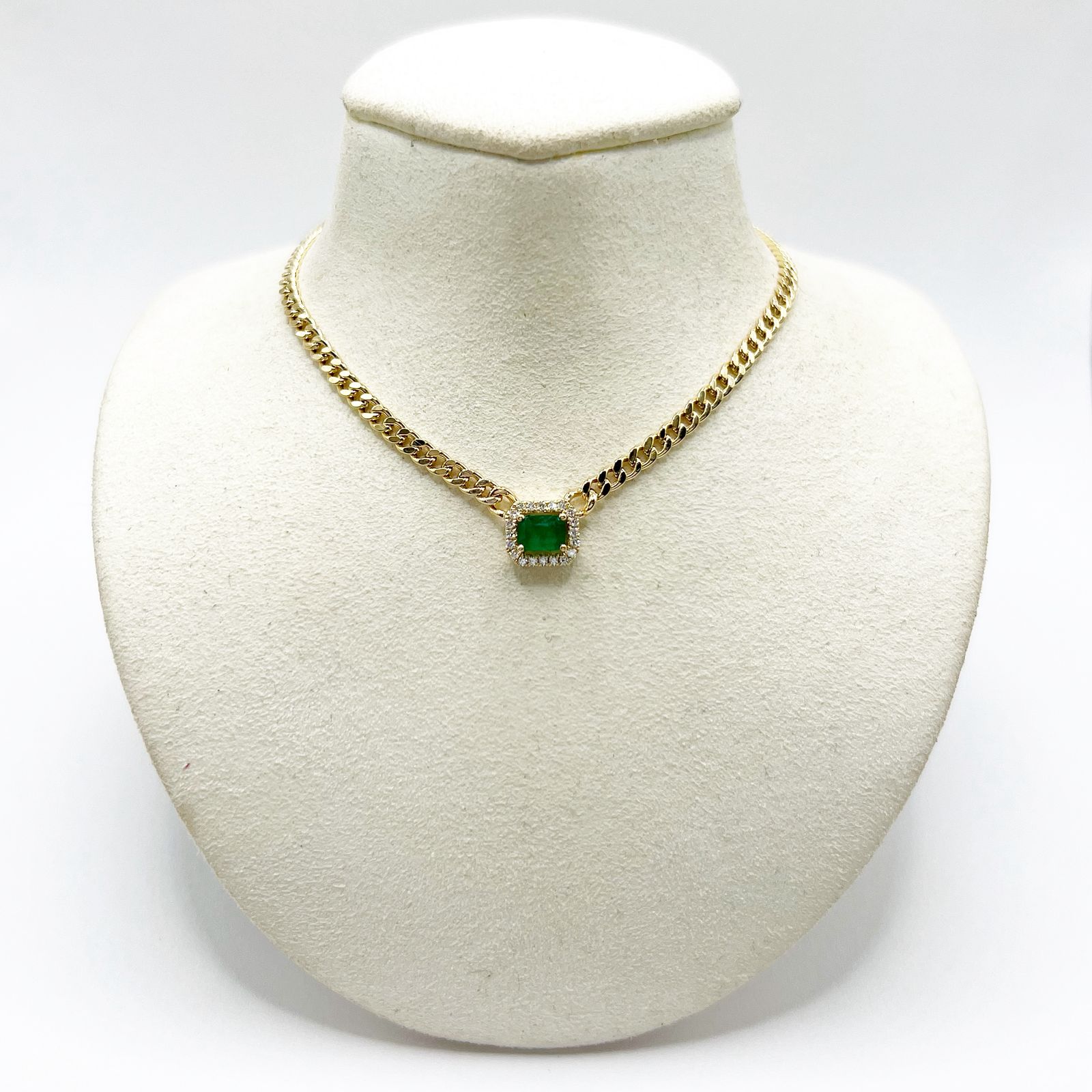 Gargantilla Cuadro De Esmeralda Con Diamantes