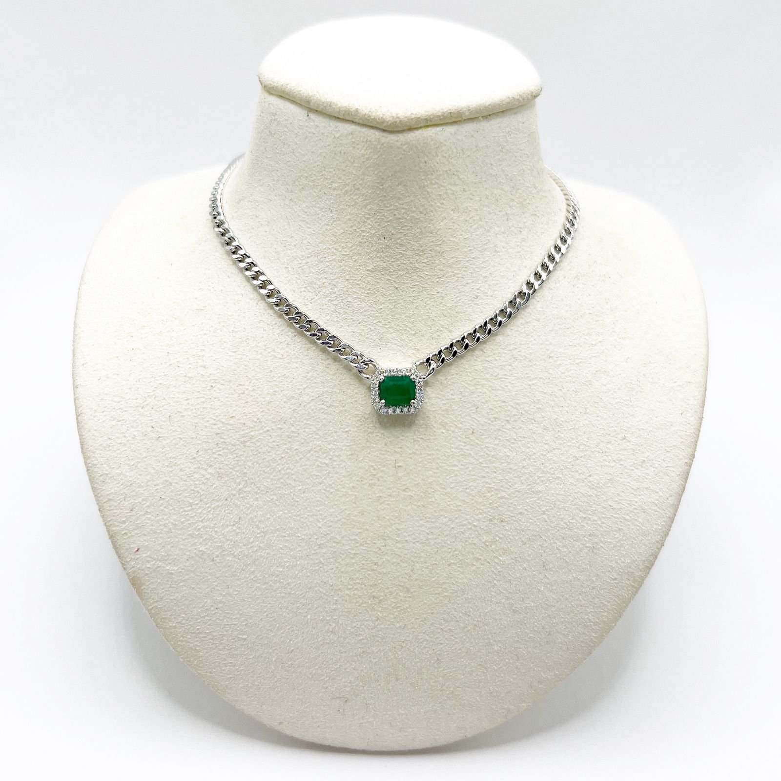 Gargantilla Cuadro De Esmeralda Con Diamantes