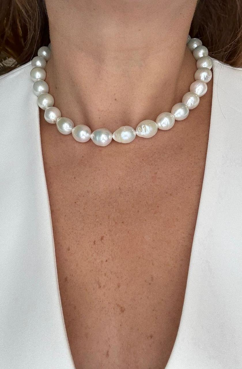 Collar Perla Barroca Blanca 13 MM